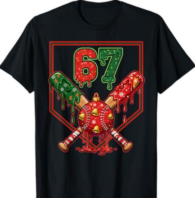67 Baseball Drip Christmas Meme Six Seven Gen Alpha Slang T-Shirt