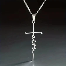 Stainless Steel Christian Faith Cross Pendant Necklace Men Women Classic Silvery