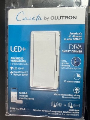 Lutron DIVA Caseta Smart LED+ Dimmer DVRF-6L-WH-R 3365