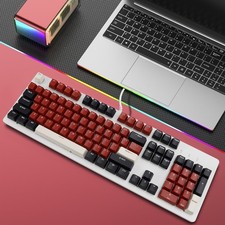 104Key Wired Mechanical Linear Switch Gaming Keyboard W/ Blue Switch RGB Light