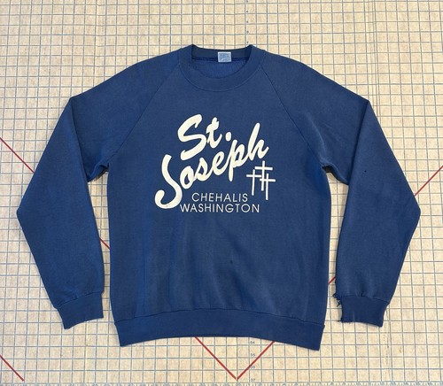 VTG Super Thin Burnout Thrashed Worn Boxy Blue WIP Sweatshirt Jerzees Distressed