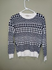 Ann Taylor Loft Extra Small Lightweight Navy White Sweater Knit Pullover