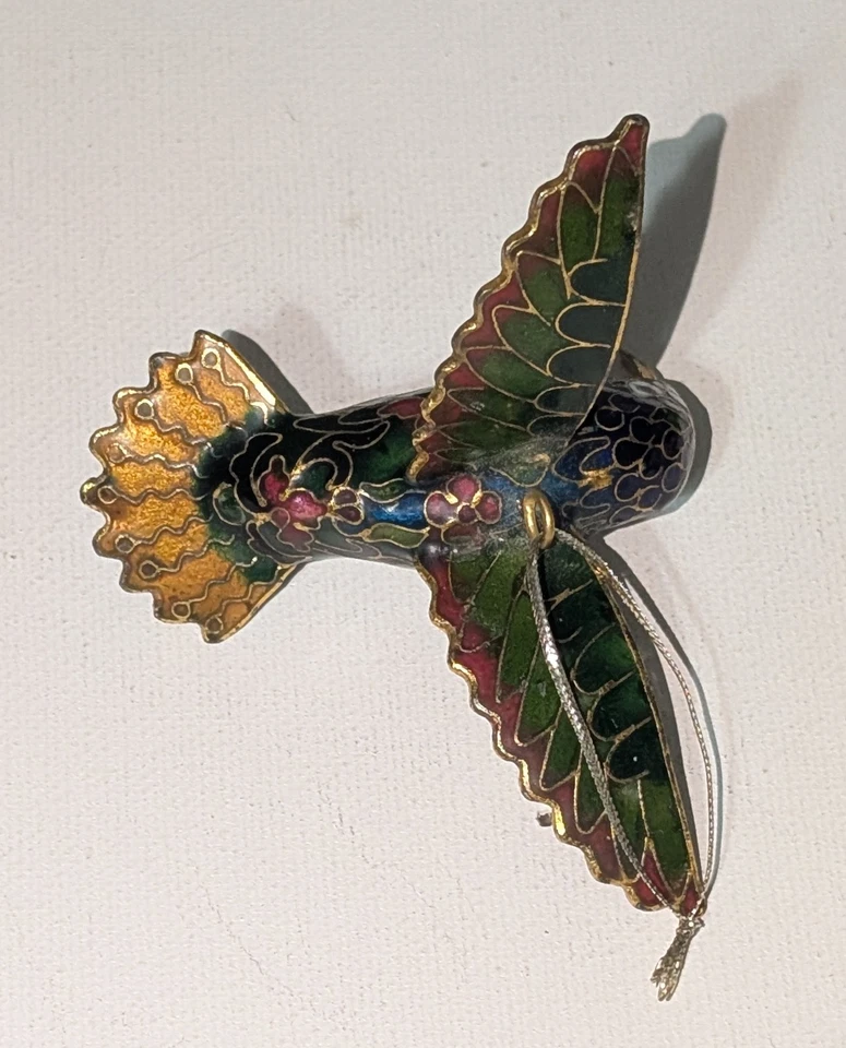 Cloisonne Esmalte Colibrí Pájaro Colgante Adorno de Navidad Foto 3 de 3
