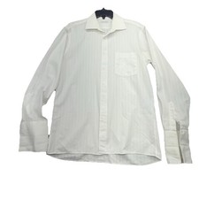 Vintage Christian Dior Dress Shirt Mens 16.5 34 White Stripe USA 80s