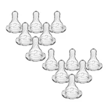 12 Count Dr Brown's Natural Flow Level 2, Narrow Baby Bottle Nipples Medium, 3m+