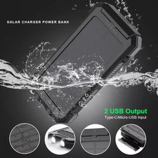 Power Bank Solar Portable Phone Charger Battery Pack, Outdoor Phone Power Supply
