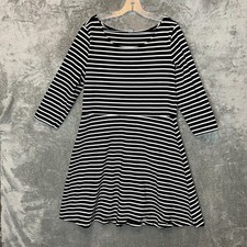 Old Navy Women Striped Monogram Coquette Ponte Fit Flare Long Sleeve Dress XL