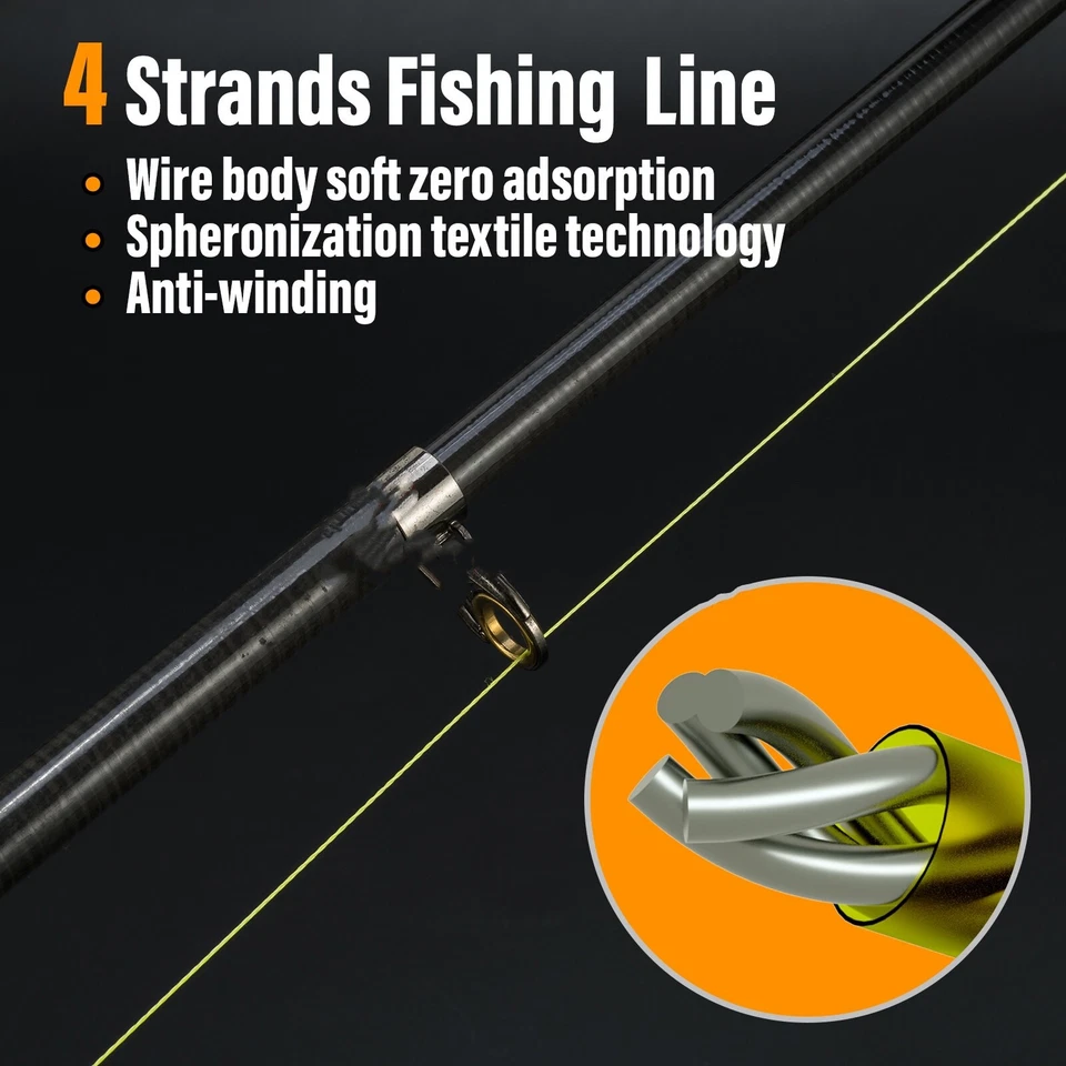 Línea de pesca 4 hilos trenzados 14LB-80LB 546yds súper fuerte resistente a la abrasión Foto 3 de 4
