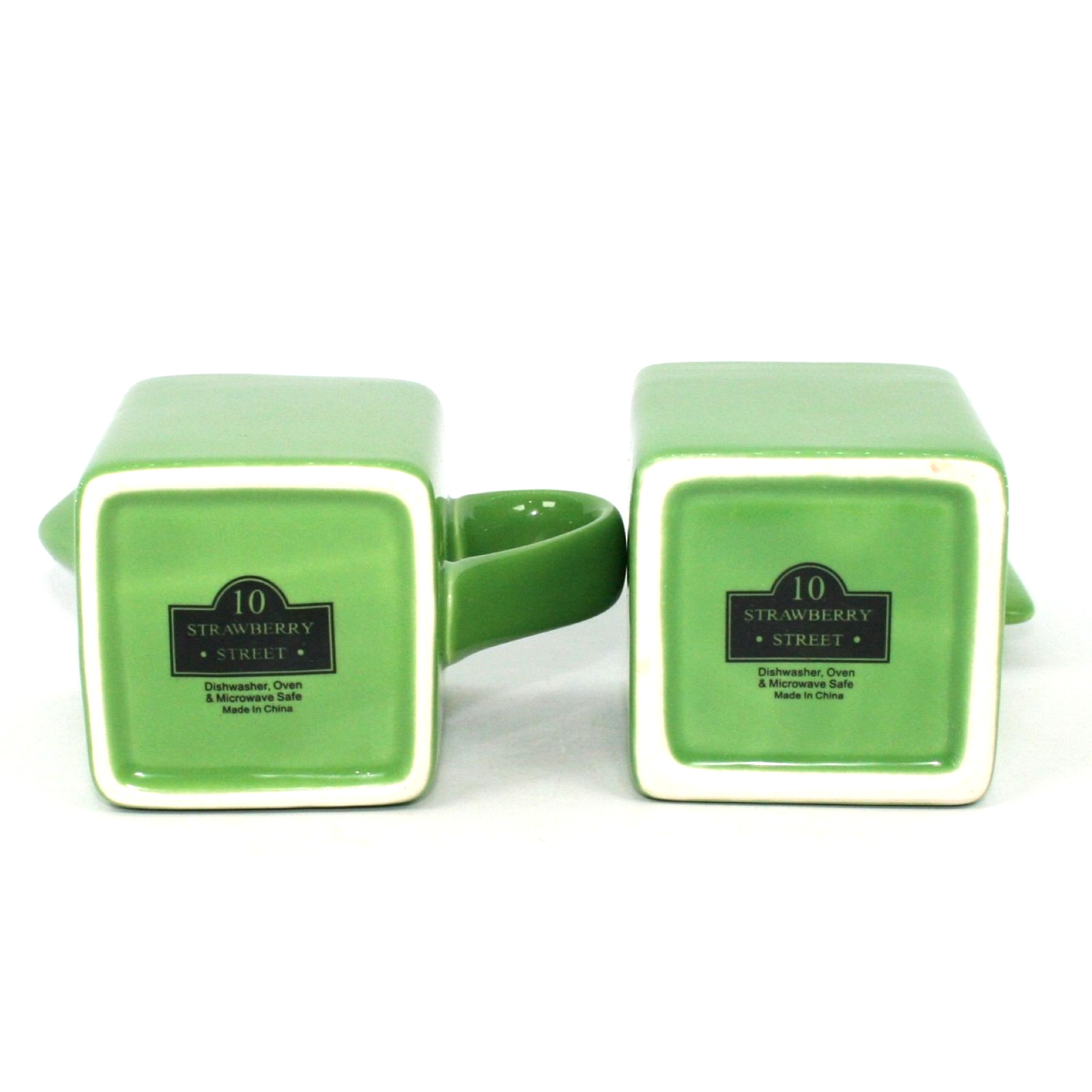 Ten Strawberry Street Nova Square Creamer Sugar & Lid Set Green 3 piece set