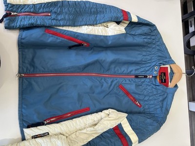 Energie Men's Blue Quilted Jacket with Red And white Accents - Extra large