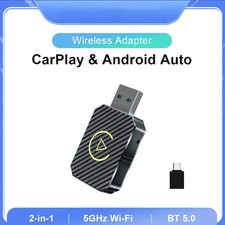 NEW Wireless CarPlay Android Auto Adapter Wired to Wireless 2 in 1 Mini Car Ai B