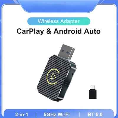 NEW Wireless CarPlay Android Auto Adapter Wired to Wireless 2 in 1 Mini Car Ai B