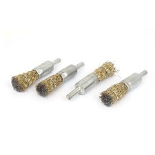 Image of 6mm Round Shank 14mm Diameter Steel Wire Wheel Brush Hand Tool 72mm Long 4pcs