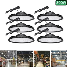6 Pack 300W UFO Led High Bay Light Shop Commercial Warehouse Industrial Factory