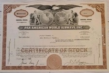 1966 Pan American World Airways Inc Stock Certificate