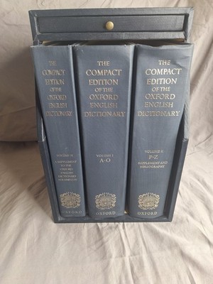 The Compact Edition Oxford English Dictionary 3 Volume Set w/ Case Complete 1987