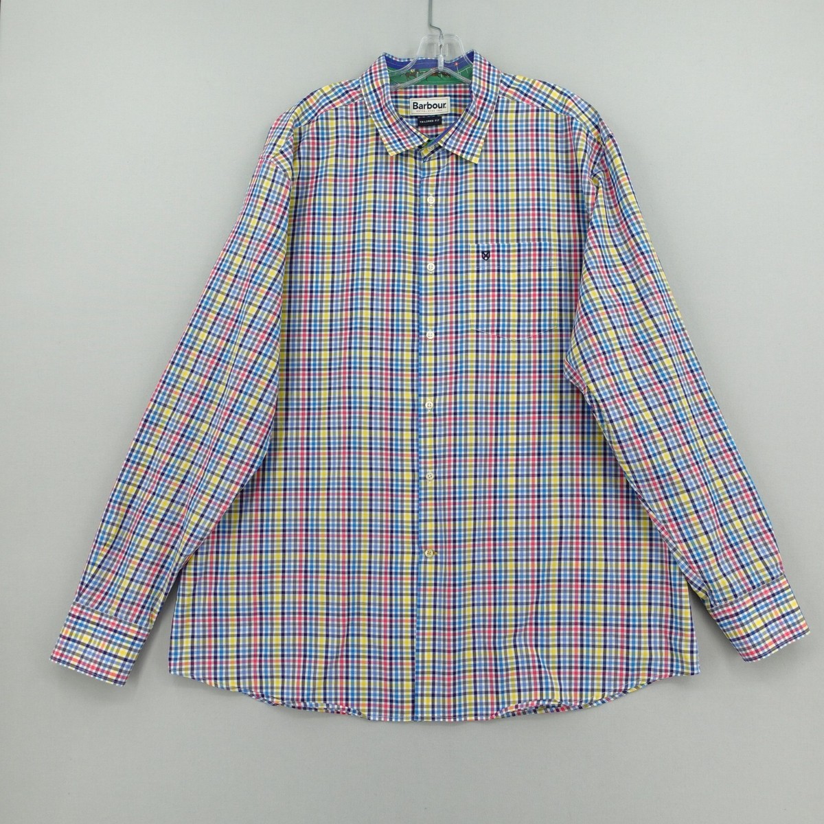 Barbour Button Up Shirt Mens XL Colorful Tamworth Plaid Long Sleeve  Equestrian