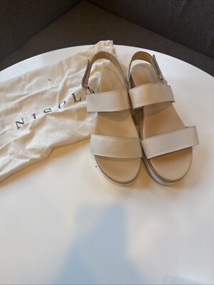 Nisolo Women's Slingback Flatform Sandal Size 9.5 Beige Casual Wedge - Worn Once