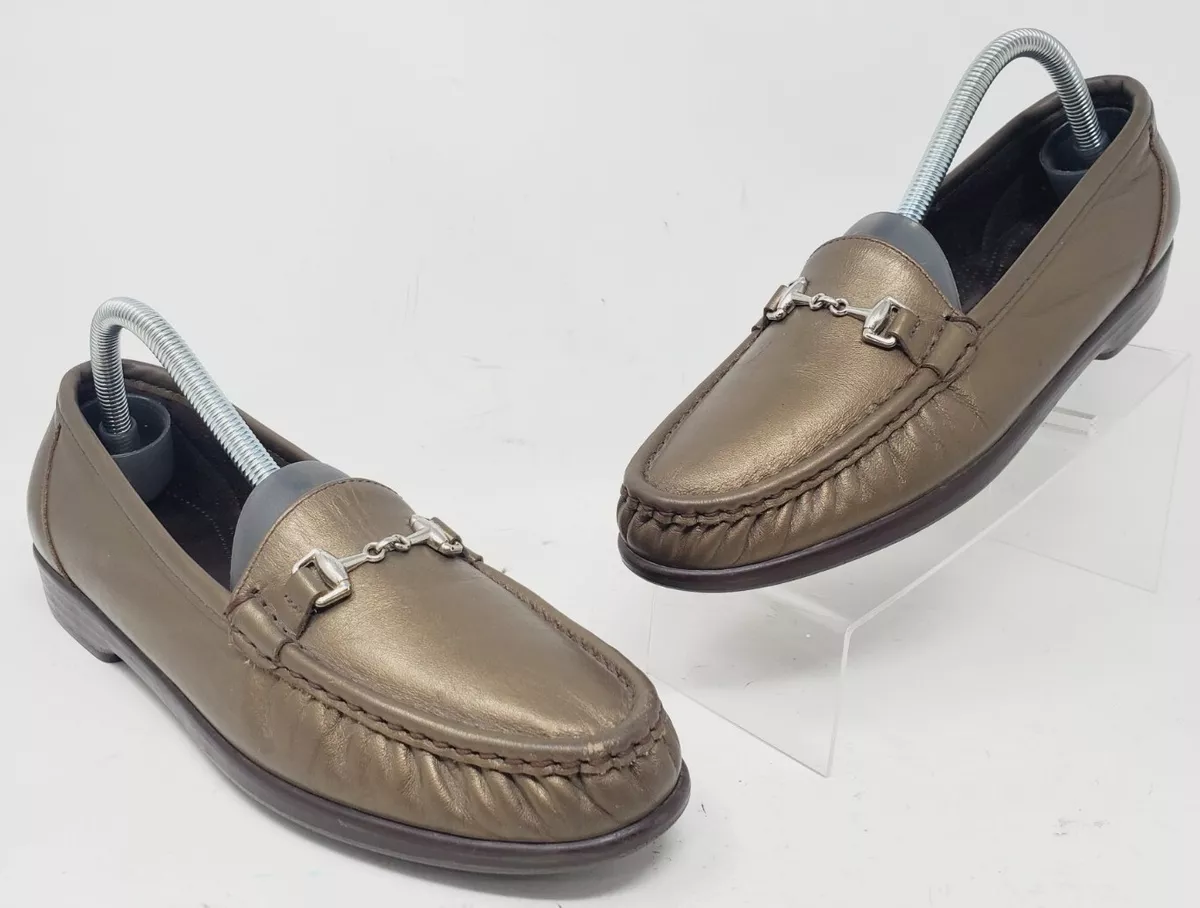 SAS Metro Loafer Womens 10 S Bronze Leather Tripad Horsebit Slip