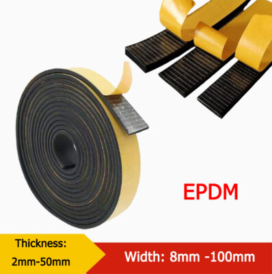 Neoprene Self Adhesive Backed Foam Sponge Strip Roll Sheet Tape Sticky Seal EPDM