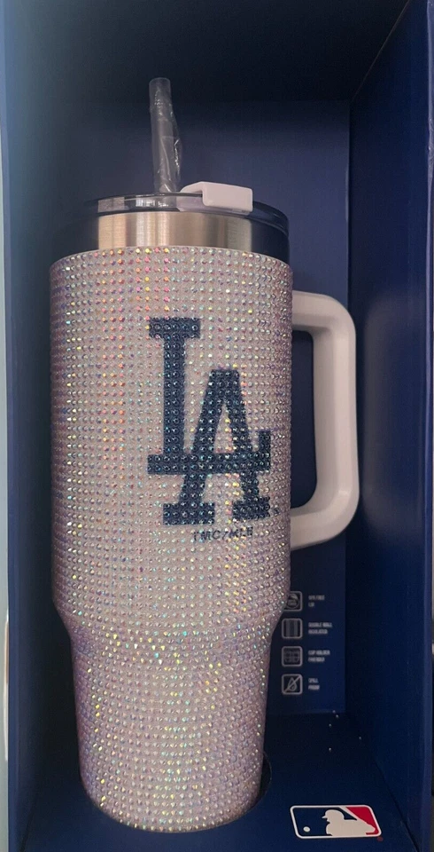 LOS ANGELES DODGERS BLING COLOSAL 46 OZ VASO TACHONADO DESTELLOS BOTELLA DE AGUA Foto 2 de 4