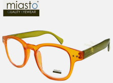 MIASTO "CIAO COLOR" PREPPY ROUND/SQUARISH KEYHOLE READING GLASSES 5.00 ORANGE