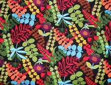 Curtain Valance Tropical Modern Abstract Palm Fern Leaf Flower Black 42x14