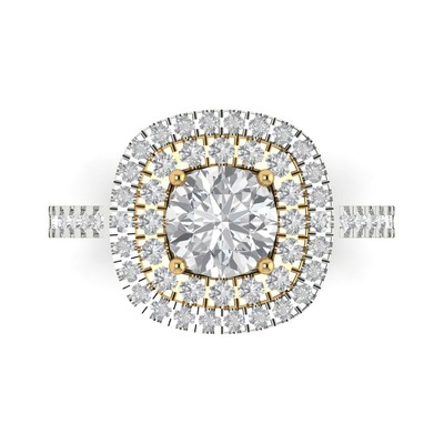 1.75ct Round Cut Halo Classic Engagement Wedding Promise Ring 14k Two-Tone Gold