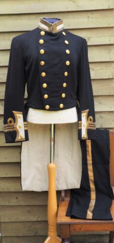 Antike königliche britische Marineoffiziersuniform Tunika Hose marineblaue goldblau - Bild 7 von 13