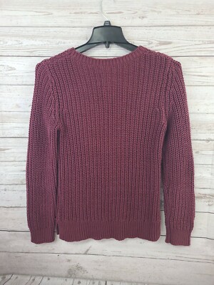 Nautica Women's M Pullover Sweater Tight Knit Long Sleeve Maroon