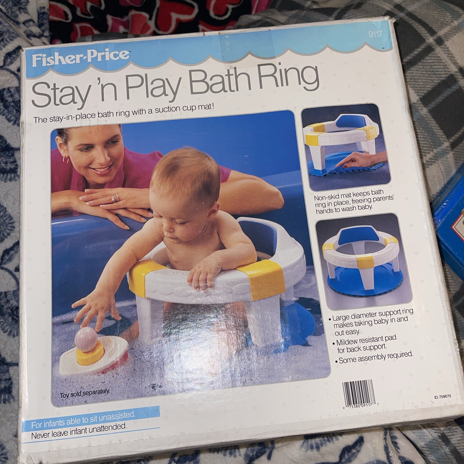 Vintage 1989 FisherPrice BATH TUB RING CHAIR Baby Seat Suction Cup