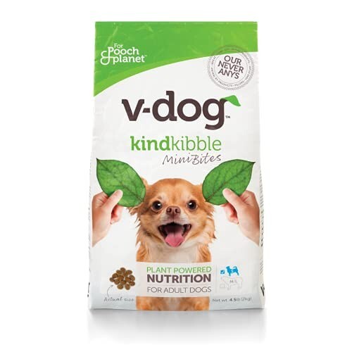 New, V-dog Vegan Mini Kibble Dry Dog Food, 4.5 LB, with Plant Based ...