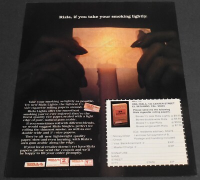 1980 Print Ad Rizla Cigarette Rolling Papers El Segundo CA 133 Center St art