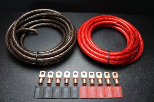 0 GAUGE WIRE 15FT RED 15 FT BLACK SHINY BATTERY 10PCS COPPER 3/8 RING HEATSHRINK - Picture 1 of 9