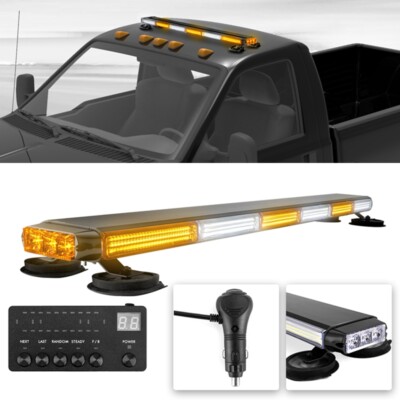 Amber/White COB LED Emergency Light Bar Rooftop Double Side Strobe Warning Light