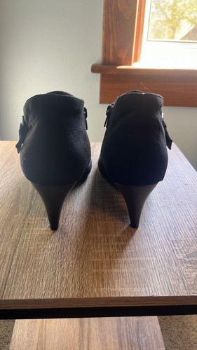 Fioni Womens Size 12 Black Suede Heel Ankle Boots - Picture 4 of 8