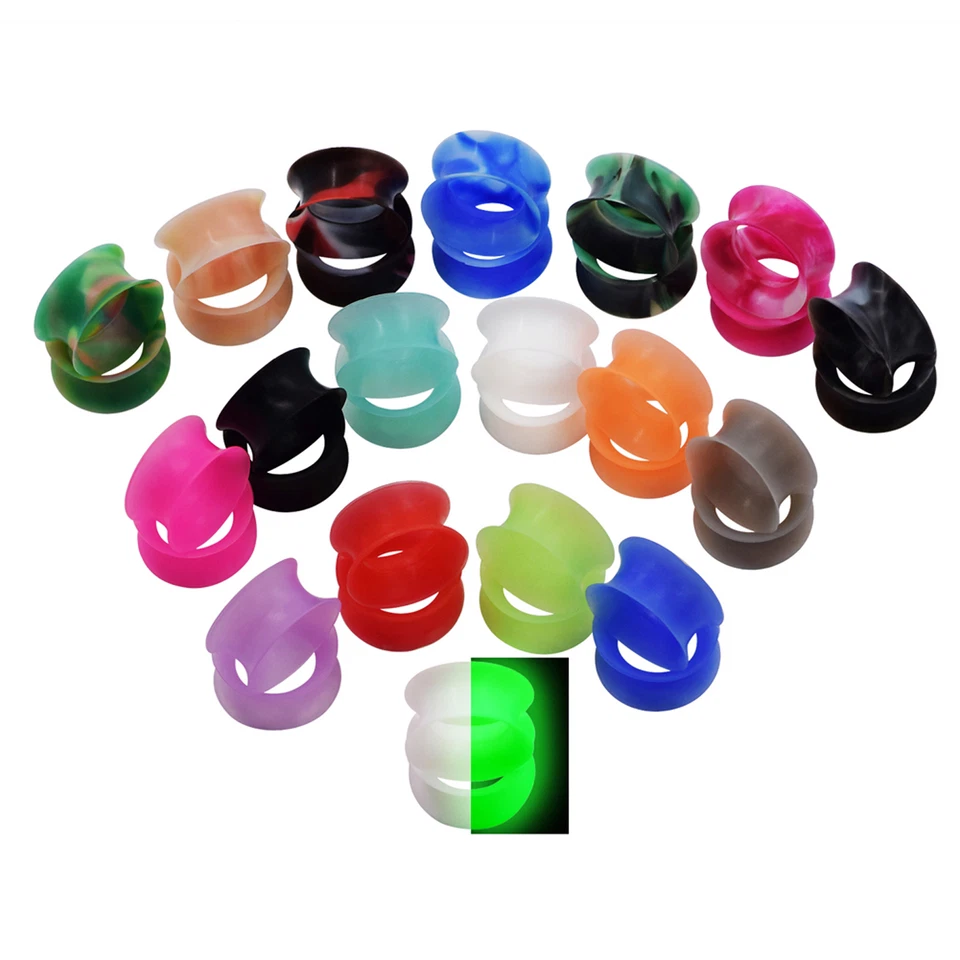 Pair Thin Silicone Ear Skin Ear Tunnels Plugs Gauges Earskin Earlets Flesh Gauge - Image 4 of 4