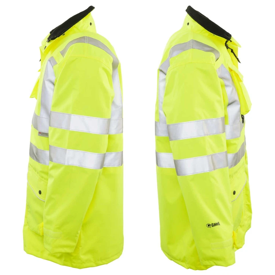 Game Workwear Hi-Viz Class 3 6-in-1 Jacket #1350 - NEON YELLOW, 5XLARGE - Image 4 of 4