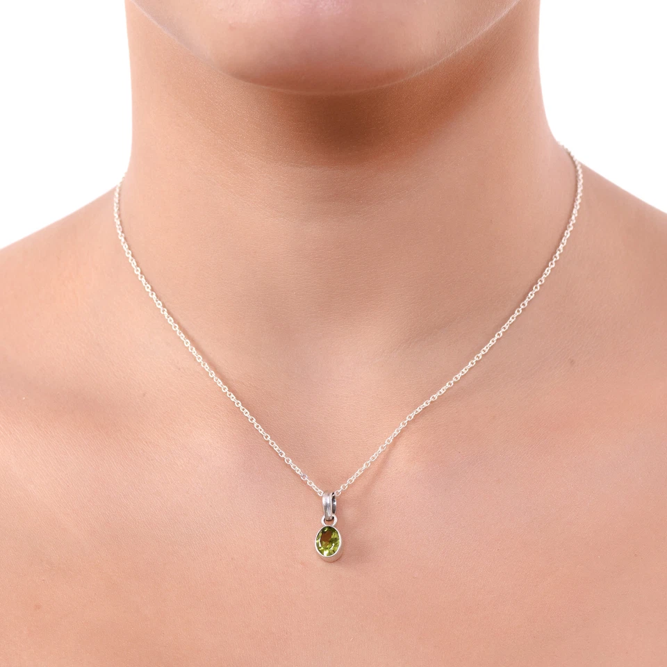 Colgante fino piedra corte peridoto natural plata esterlina 925 maciza de 1 gm 0,5" i1506 Foto 2 de 2