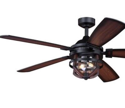 54 Burnished Black Rustic Lodge Indoor Outdoor Ceiling Fan Dimmable Led Remote - Rustic Ceiling Fan With Remote