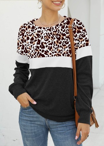 Leopard Long Sleeve Round Neck 