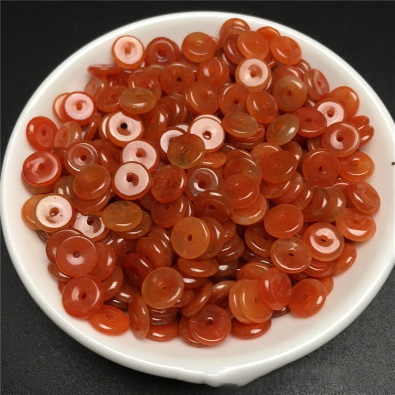 20PCS Premium Grade A Jadeite Red Round Beads 9mm Loose Pendants