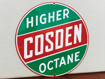 Cosden Higher Octane Gas Oils garage man cave Oil gasoline round metal  sign