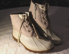 Sperry Top Sider Saltwater Rose oatmeal Duck Boots Women s Size 7 Rain Winter