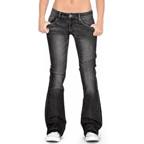 Damen Bootcut Jeans Hose Hüftjeans Schlaghose Flared Weites Bein Denim Jeanshose - Bild 16 von 22