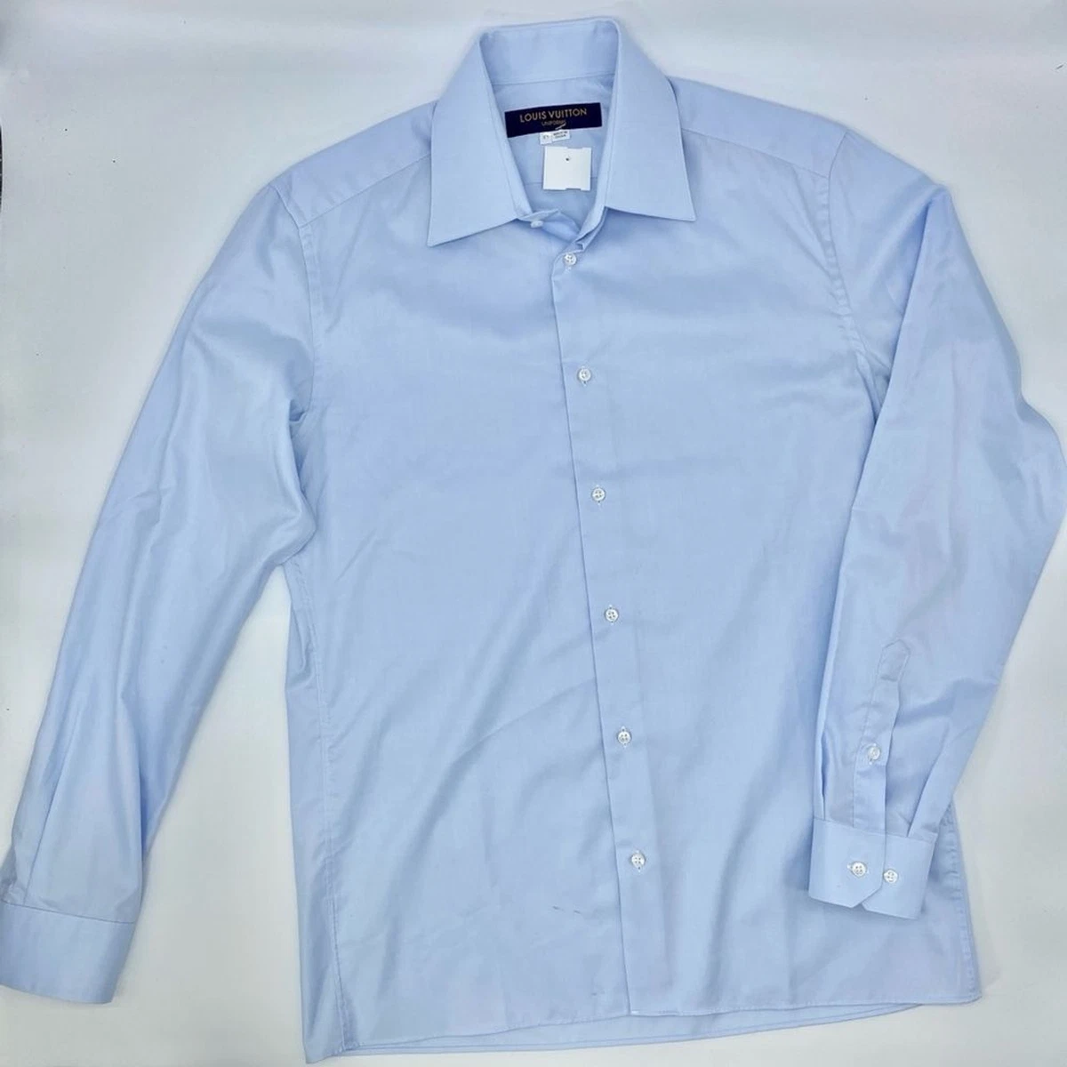 LOUIS VUITTON BUTTON UP DRESS SHIRT BLUE MENS 41 | eBay