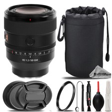 Sony FE 50mm f/1.2 GM Lens Sony E UV Filter Hood Lens Pouch- Basic Kit