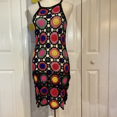 white christmas dresses Keyhole Black Crochet Dress – VETCHY main image 0