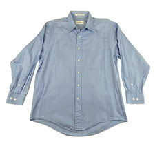 VALENTINO Dress Shirt Mens 16 32/33 Blue Egyptian Combed Cotton Tailored Fit