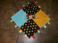 Taggies Mary Meyer Monkey Polka Dot Plush Satin Tags Lovey Security Baby Blanket